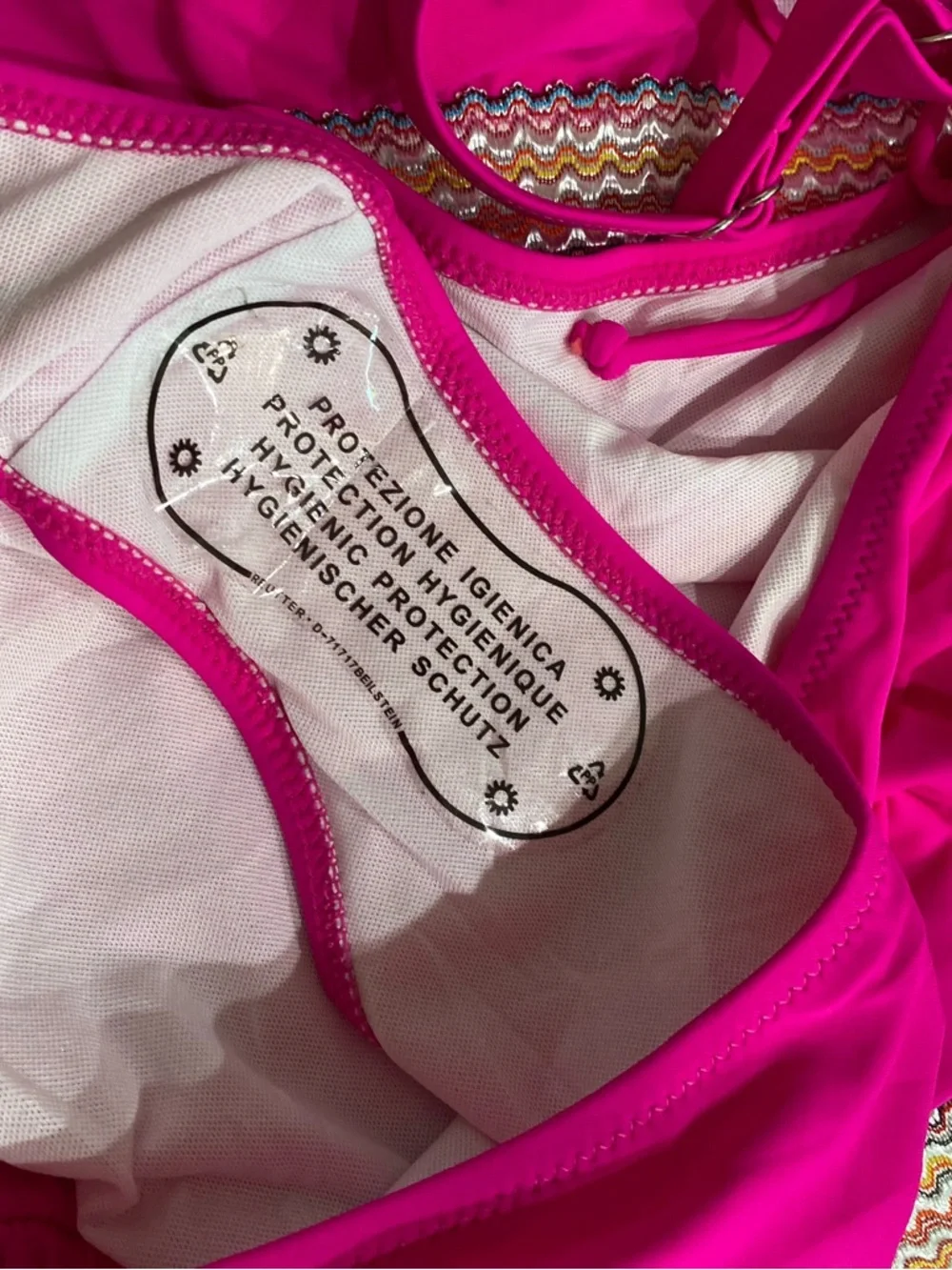 New Women Large Hot pink high-waisted two-piece bikini set featuring a V-neck